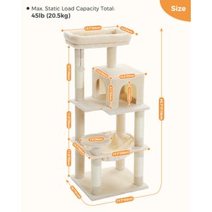 PAWZ Road 45.7-in Large Hammock Polyester Cat Tree & Condo, Medium, Beige