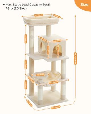 Show full view: PAWZ Road 45.7-in Large Hammock Polyester Cat Tree & Condo, Medium, Beige slide 5 of 11