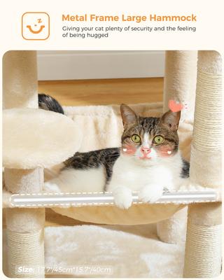 Show full view: PAWZ Road 45.7-in Large Hammock Polyester Cat Tree & Condo, Medium, Beige slide 4 of 11