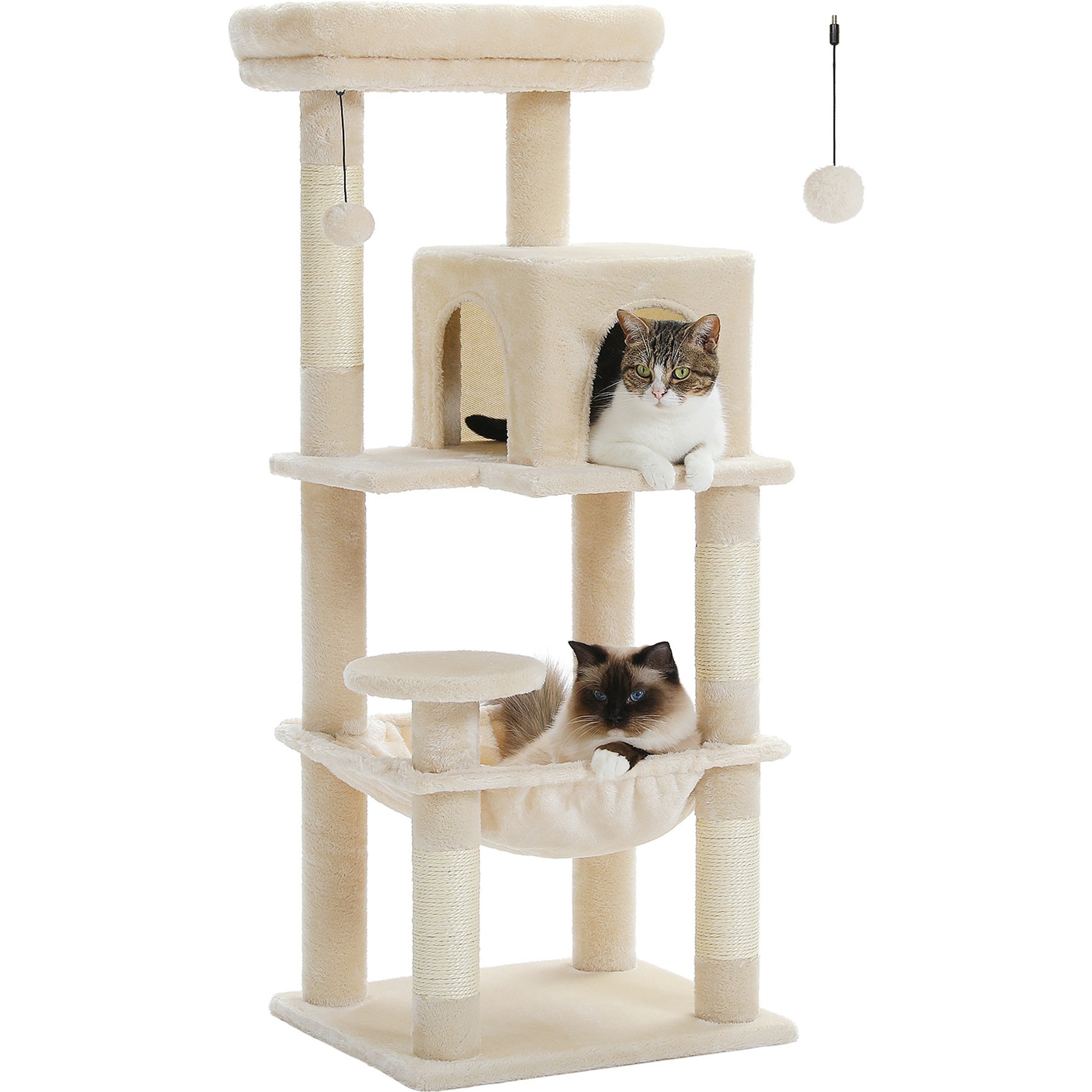 PAWZ Road 45.7-in Large Hammock Polyester Cat Tree & Condo, Medium, Beige