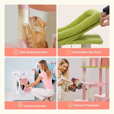 Show full view: PAWZ Road 69-in Large Hammock Polyester Cat Tree & Condo, Pink slide 3 of 9