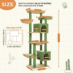 PAWZ Road 69-in Large Hammock Polyester Cat Tree & Condo, Green slide 2 of 7