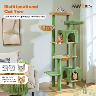 Show full view: PAWZ Road 69-in Large Hammock Polyester Cat Tree & Condo, Green slide 4 of 9