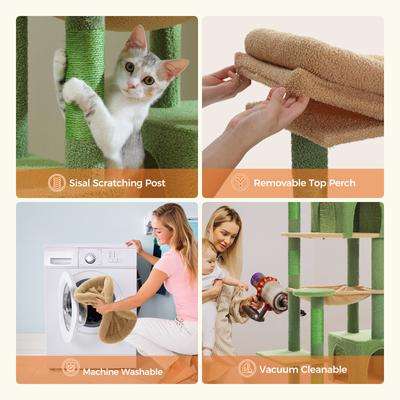 Show full view: PAWZ Road 69-in Large Hammock Polyester Cat Tree & Condo, Green slide 3 of 9