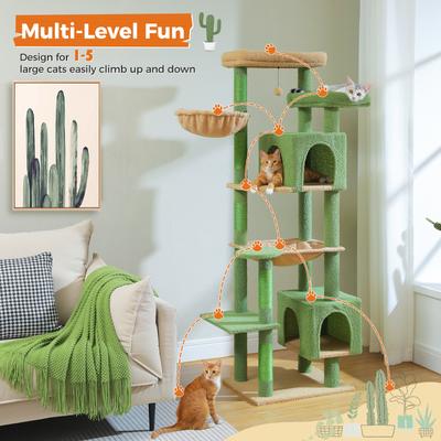 Show full view: PAWZ Road 69-in Large Hammock Polyester Cat Tree & Condo, Green slide 2 of 9