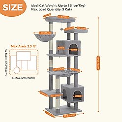 PAWZ Road 69-in Large Hammock Polyester Cat Tree & Condo, Gray slide 2 of 7