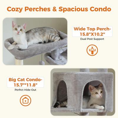 Show full view: PAWZ Road 69-in Large Hammock Polyester Cat Tree & Condo, Gray slide 7 of 10