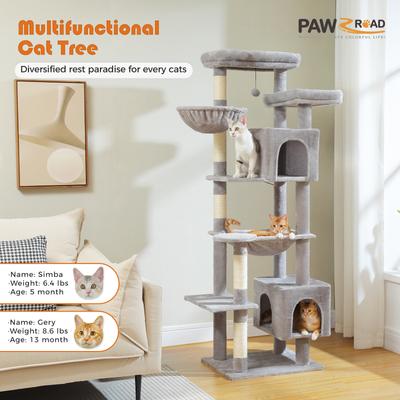 Show full view: PAWZ Road 69-in Large Hammock Polyester Cat Tree & Condo, Gray slide 4 of 10
