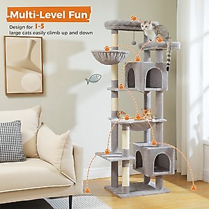 PAWZ Road 69-in Large Hammock Polyester Cat Tree & Condo, Gray