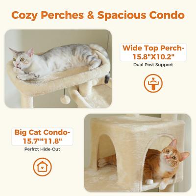 Show full view: PAWZ Road 69-in Large Hammock Polyester Cat Tree & Condo, Beige slide 7 of 10