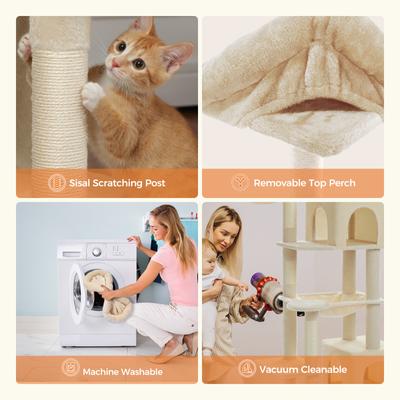 Show full view: PAWZ Road 69-in Large Hammock Polyester Cat Tree & Condo, Beige slide 5 of 10