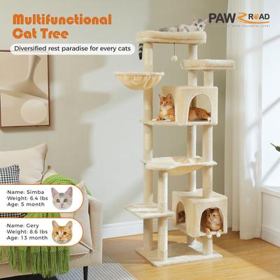 Show full view: PAWZ Road 69-in Large Hammock Polyester Cat Tree & Condo, Beige slide 3 of 10