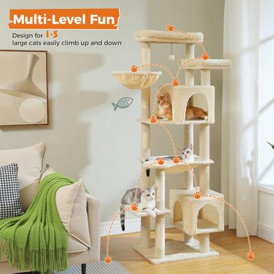 Show full view: PAWZ Road 69-in Large Hammock Polyester Cat Tree & Condo, Beige slide 4 of 10