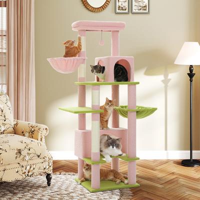 Show full view: PAWZ Road 66-in Multi-Level Polyester Cat Tree & Condo, Large, Pink slide 9 of 11