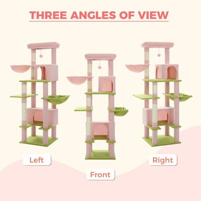 Show full view: PAWZ Road 66-in Multi-Level Polyester Cat Tree & Condo, Large, Pink slide 6 of 11