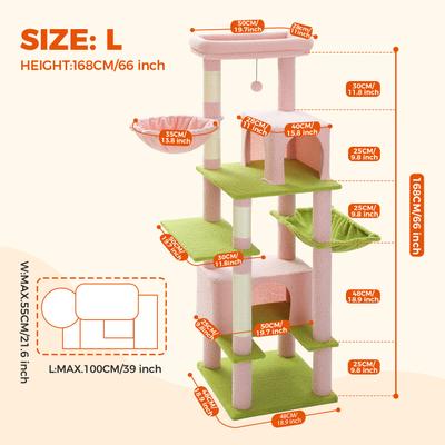 Show full view: PAWZ Road 66-in Multi-Level Polyester Cat Tree & Condo, Large, Pink slide 4 of 11