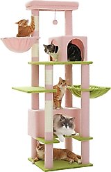 PAWZ Road 66-in Multi-Level Polyester Cat Tree & Condo, Large, Pink
