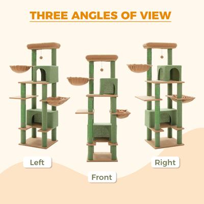 Show full view: PAWZ Road 66-in Multi-Level Polyester Cat Tree & Condo, Large, Green slide 5 of 10