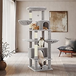 PAWZ Road 66-in Multi-Level Polyester Cat Tree & Condo, Large, Gray slide 2 of 8