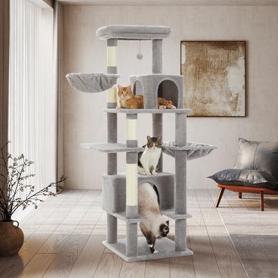 Show full view: PAWZ Road 66-in Multi-Level Polyester Cat Tree & Condo, Large, Gray slide 8 of 10