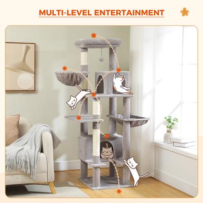 Show full view: PAWZ Road 66-in Multi-Level Polyester Cat Tree & Condo, Large, Gray slide 6 of 10