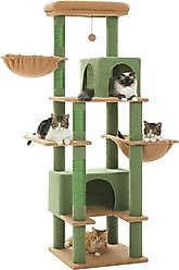 PAWZ Road 66-in Multi-Level Polyester Cat Tree & Condo, Large, Green