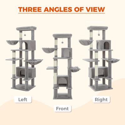 Show full view: PAWZ Road 66-in Multi-Level Polyester Cat Tree & Condo, Large, Gray slide 5 of 10