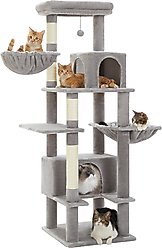 PAWZ Road 66-in Multi-Level Polyester Cat Tree & Condo, Large, Gray