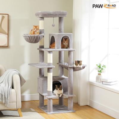 Show full view: PAWZ Road 66-in Multi-Level Polyester Cat Tree & Condo, Large, Gray slide 2 of 10