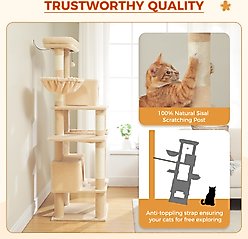 PAWZ Road 66-in Multi-Level Polyester Cat Tree & Condo, Large, Beige slide 2 of 8