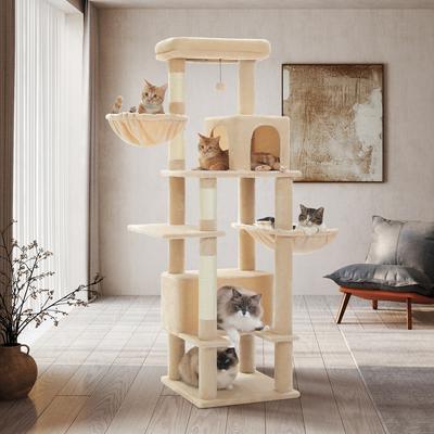 Show full view: PAWZ Road 66-in Multi-Level Polyester Cat Tree & Condo, Large, Beige slide 8 of 10