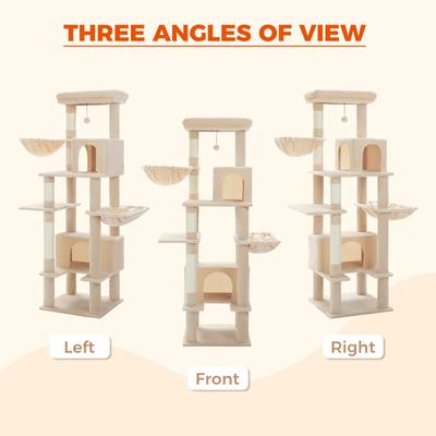 Show full view: PAWZ Road 66-in Multi-Level Polyester Cat Tree & Condo, Large, Beige slide 6 of 10