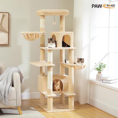 Show full view: PAWZ Road 66-in Multi-Level Polyester Cat Tree & Condo, Large, Beige slide 2 of 10