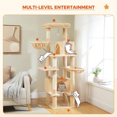 Show full view: PAWZ Road 66-in Multi-Level Polyester Cat Tree & Condo, Large, Beige slide 5 of 10