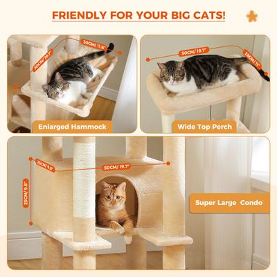 Show full view: PAWZ Road 66-in Multi-Level Polyester Cat Tree & Condo, Large, Beige slide 4 of 10