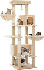 PAWZ Road 66-in Multi-Level Polyester Cat Tree & Condo, Large, Beige