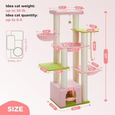 Show full view: PAWZ Road 67-in Large Hammock Polyester Cat Tree & Condo, Large, Pink slide 9 of 11