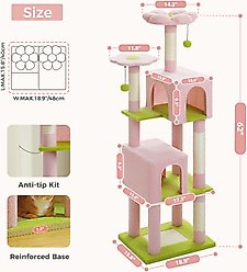 PAWZ Road 62-in Polyester Cat Tree & Condo, Pink slide 2 of 8