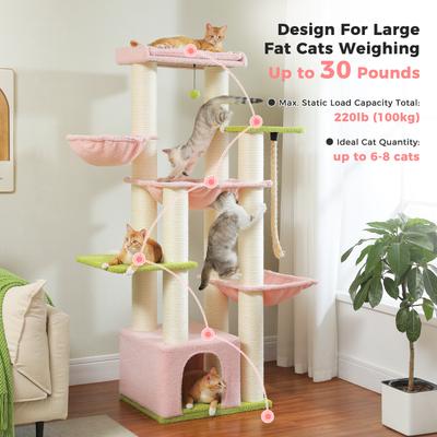 Show full view: PAWZ Road 67-in Large Hammock Polyester Cat Tree & Condo, Large, Pink slide 4 of 11