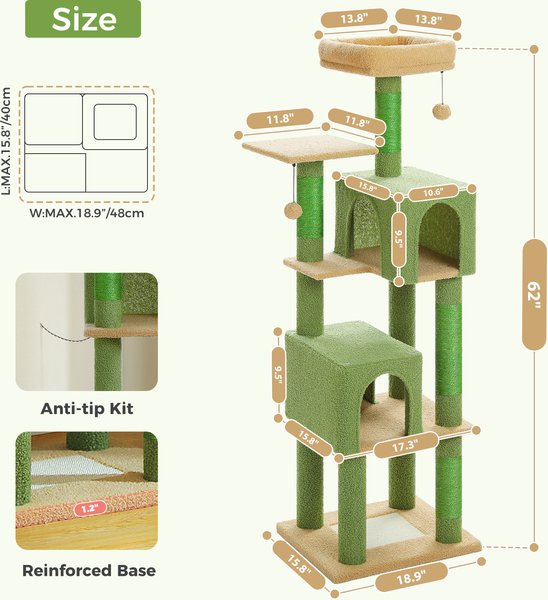 PAWZ Road 62-in Polyester Cat Tree & Condo