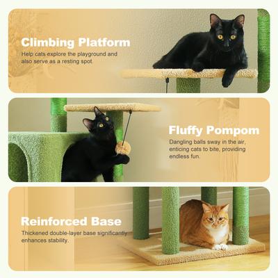 Show full view: PAWZ Road 62-in Polyester Cat Tree & Condo, Green slide 5 of 10