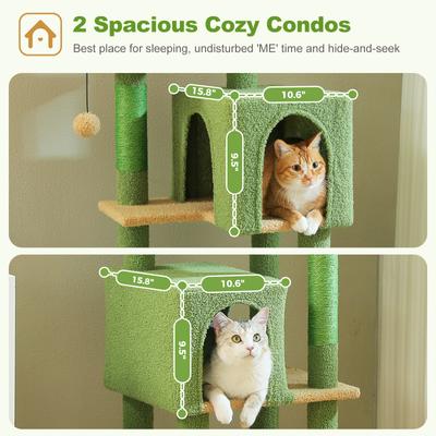Show full view: PAWZ Road 62-in Polyester Cat Tree & Condo, Green slide 6 of 10