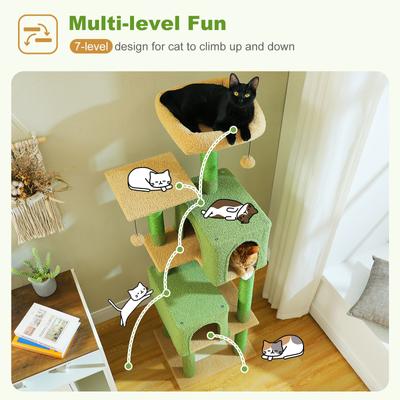 Show full view: PAWZ Road 62-in Polyester Cat Tree & Condo, Green slide 4 of 10