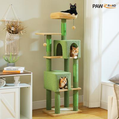 Show full view: PAWZ Road 62-in Polyester Cat Tree & Condo, Green slide 2 of 10