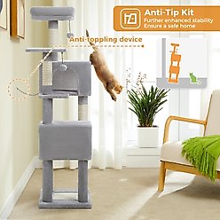 PAWZ Road 62-in Polyester Cat Tree & Condo, Gray slide 2 of 8