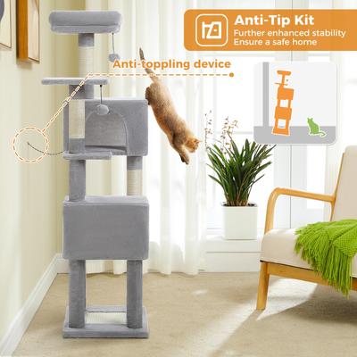 Show full view: PAWZ Road 62-in Polyester Cat Tree & Condo, Gray slide 7 of 10