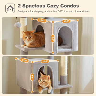 Show full view: PAWZ Road 62-in Polyester Cat Tree & Condo, Gray slide 4 of 10