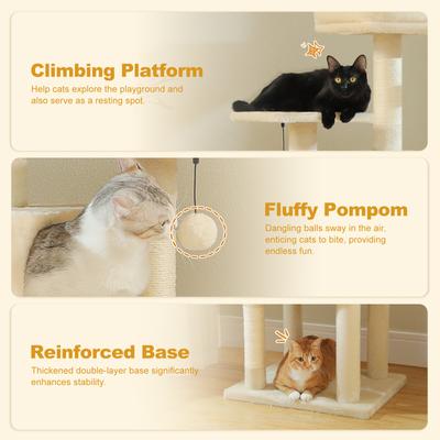 Show full view: PAWZ Road 62-in Polyester Cat Tree & Condo, Beige slide 7 of 10