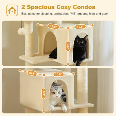 Show full view: PAWZ Road 62-in Polyester Cat Tree & Condo, Beige slide 5 of 10
