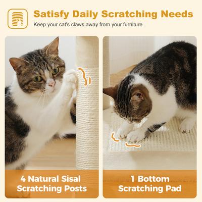 Show full view: PAWZ Road 62-in Polyester Cat Tree & Condo, Beige slide 6 of 10